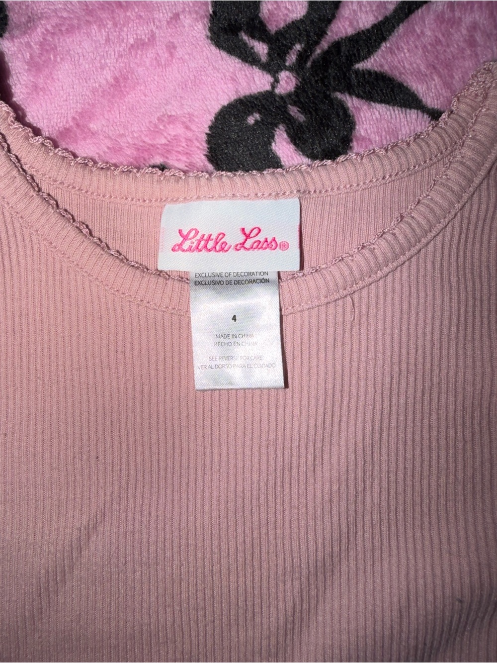 Little Lass Light Pink Ruffle-Shoulder Ribbed Long Sleeve Top - Picture 2 of 2